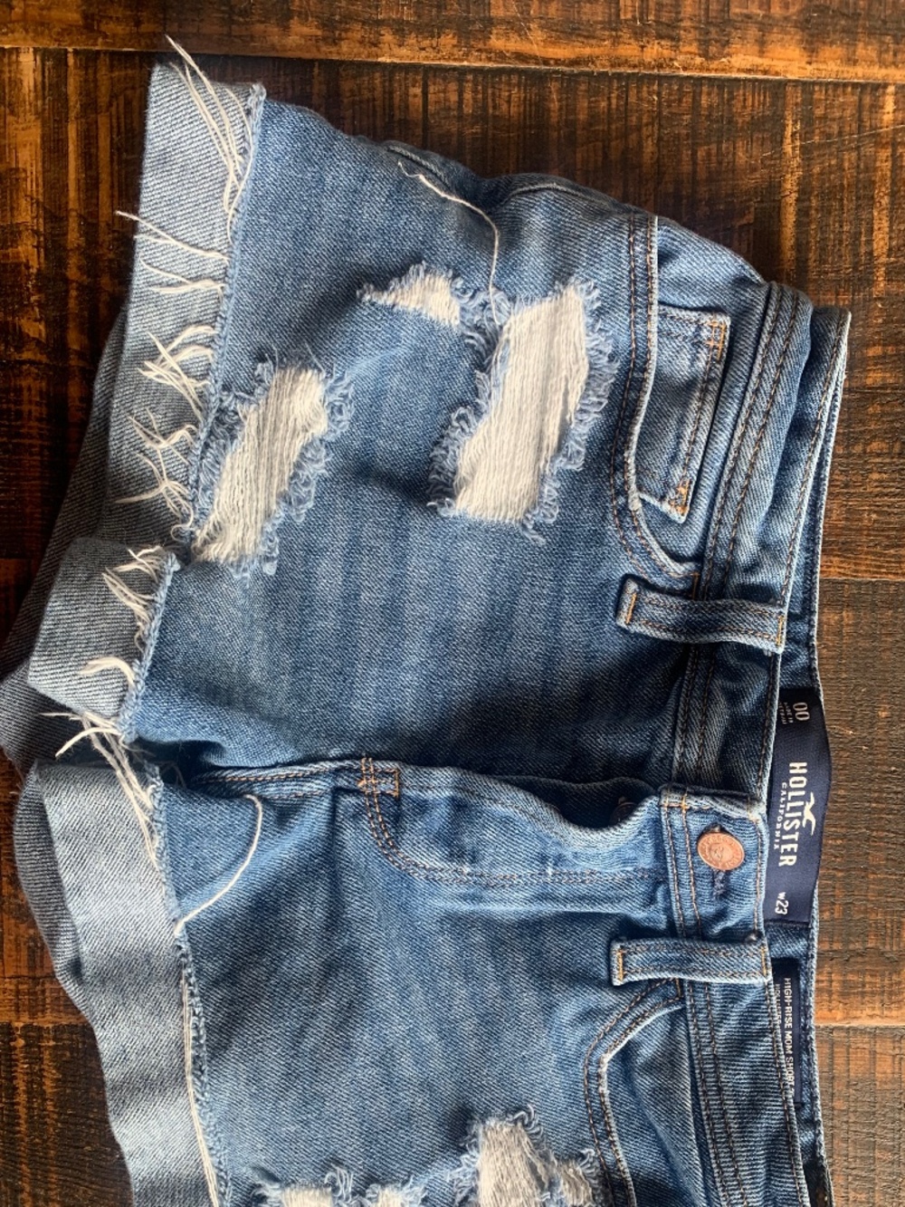 Hollister High Rise Mom Shorts Womens 00 W23 Distressed Denim Cutoff Blue